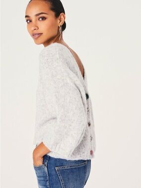 Ba&sh pearl gray June cardigan sweater 0
